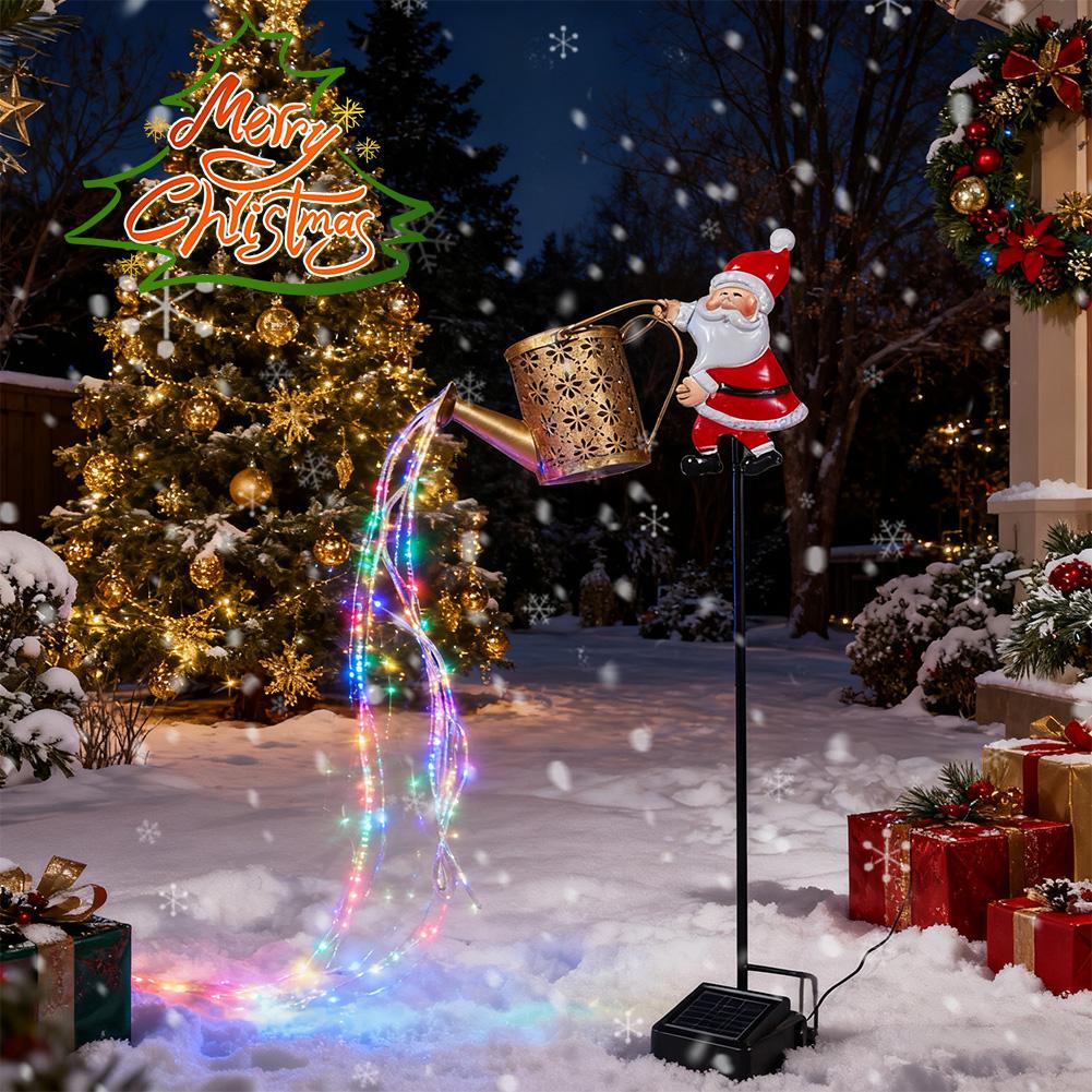 Outdoor Solar Hanging Kettle Light Solar Santa Garden Lights Solar Santa Watering Can Lights For Garden And Pathway Garden Decor