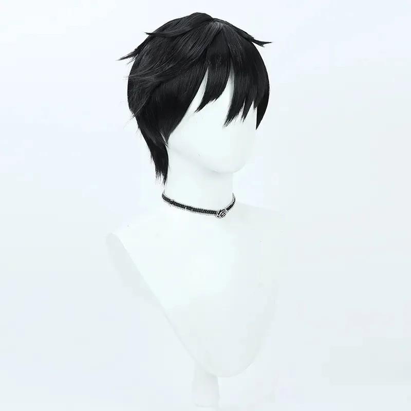 Valorant Yoru Cosplay Wig Short Straight Black M-Like Bangs Anime Comic Con
