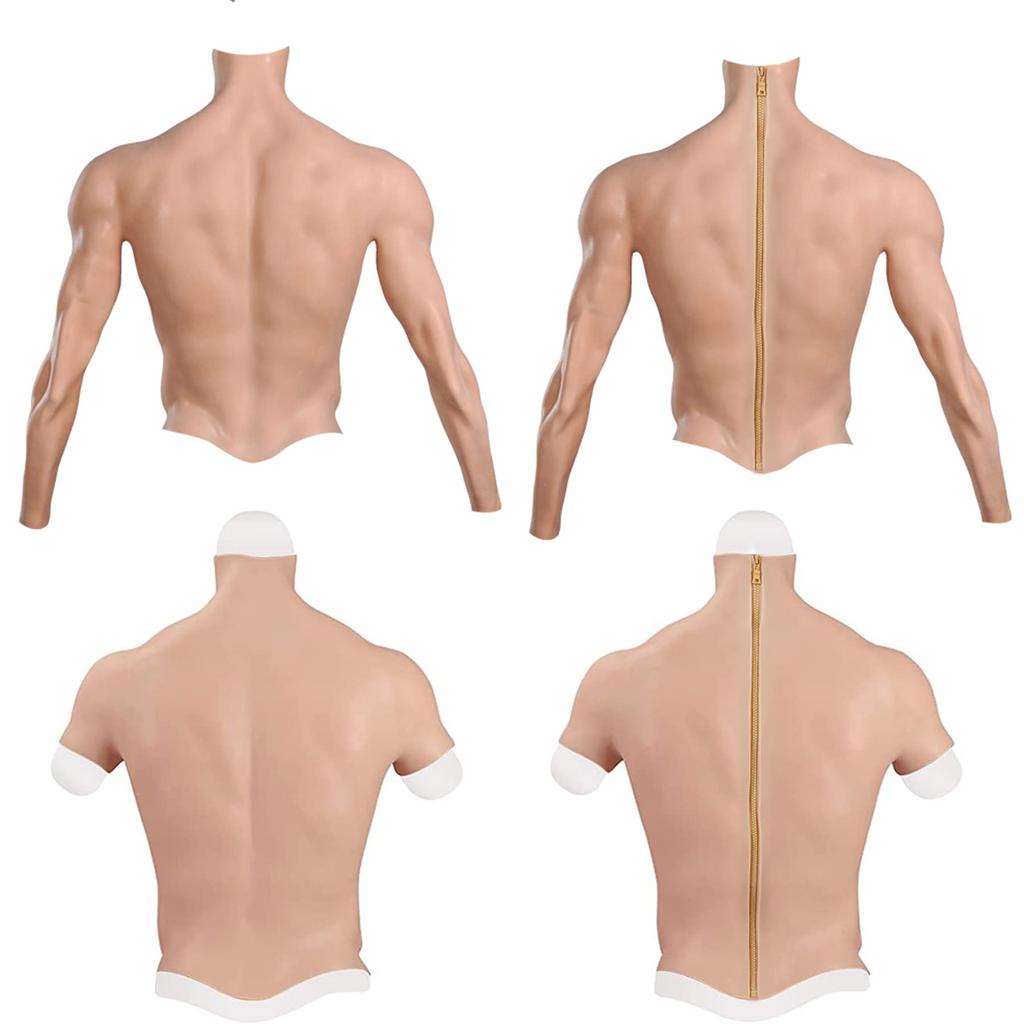 Fake Chest Muscles Muscle Suit Silicone Chest Muscles with Arms Demon Kimetsu no Yaiba Cosplay Fake Triceps Silicone Suit S Zipper [EQAIWUJIE] Slayer