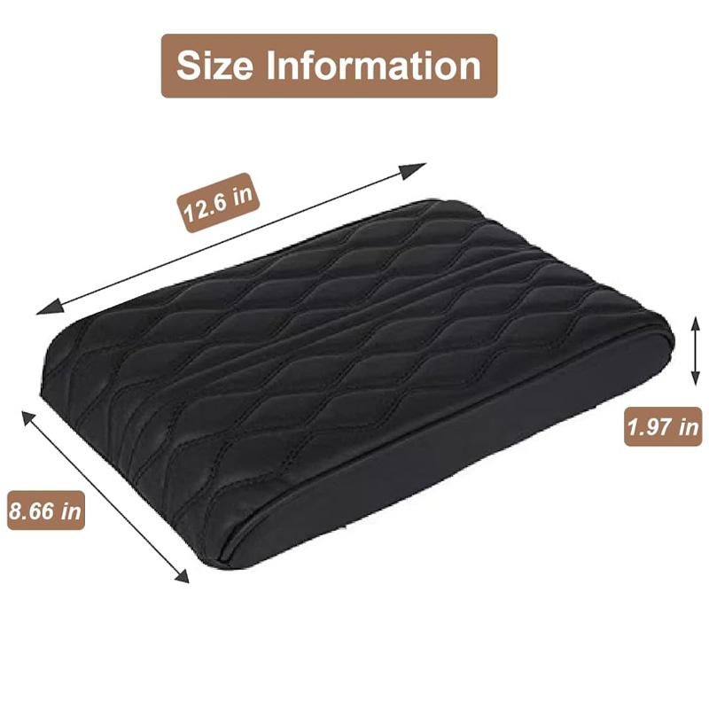 Almofada de proteção para apoio de braço de carro com bordado ondulado em couro PU, almofada para proteção de apoio de braço central e caixa de armazenamento