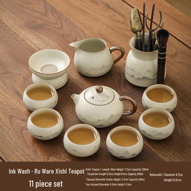 Ceramic Ink Wash Ru Kiln Kung Fu Tea Set
