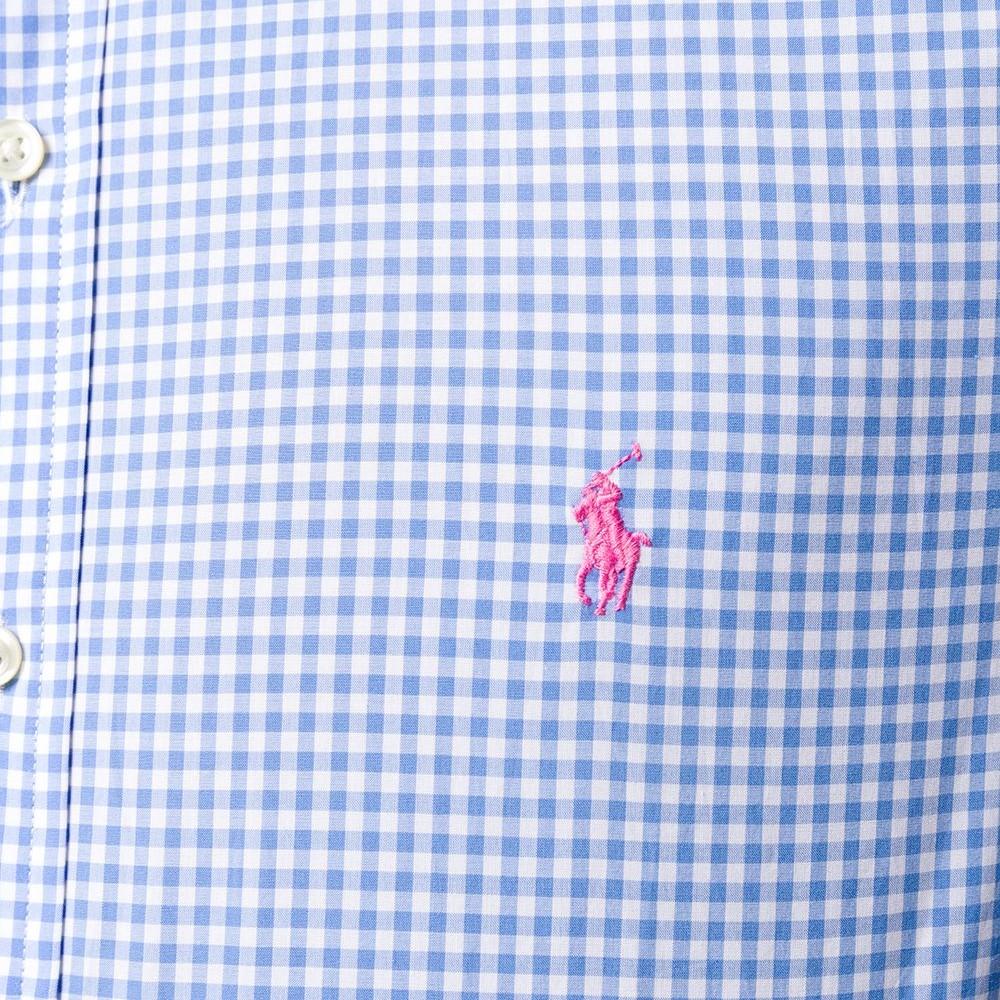 Polo Ralph Lauren FW21 Logo Brodert Rutete Skjorte Herre skjorter Blå 710794610-003