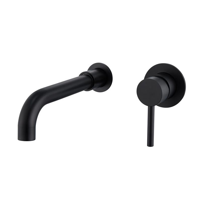 Nickel/Black 304 Stainless Steel Bathroom Mixer Tap Wall Mount Basin Faucets Single Handle Hot Cold Bathroom Swivel Spout