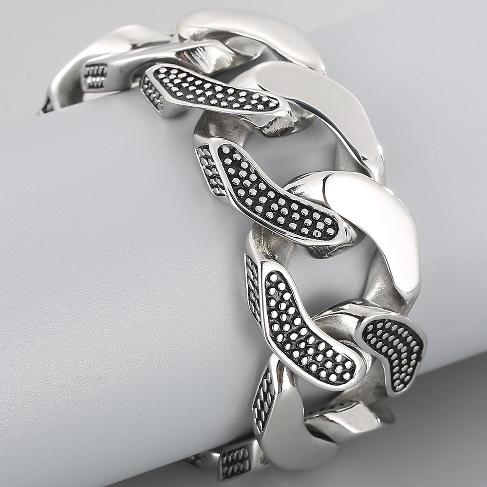 Massive 30MM Width Curb Cuban Link Chain Bracelet for Men 316L Stainless Steel Men's Bracelets Punk Rock Jewelry Accessories Man