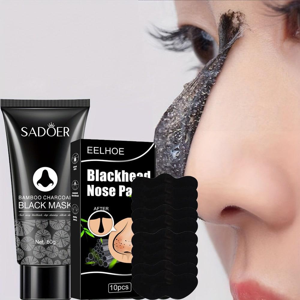60g/1 Tube Bamboo Charcoal Face Mask + 10pcs/Box Blackhead Nose Strips Deep Cleansing Kit - Pore Cle