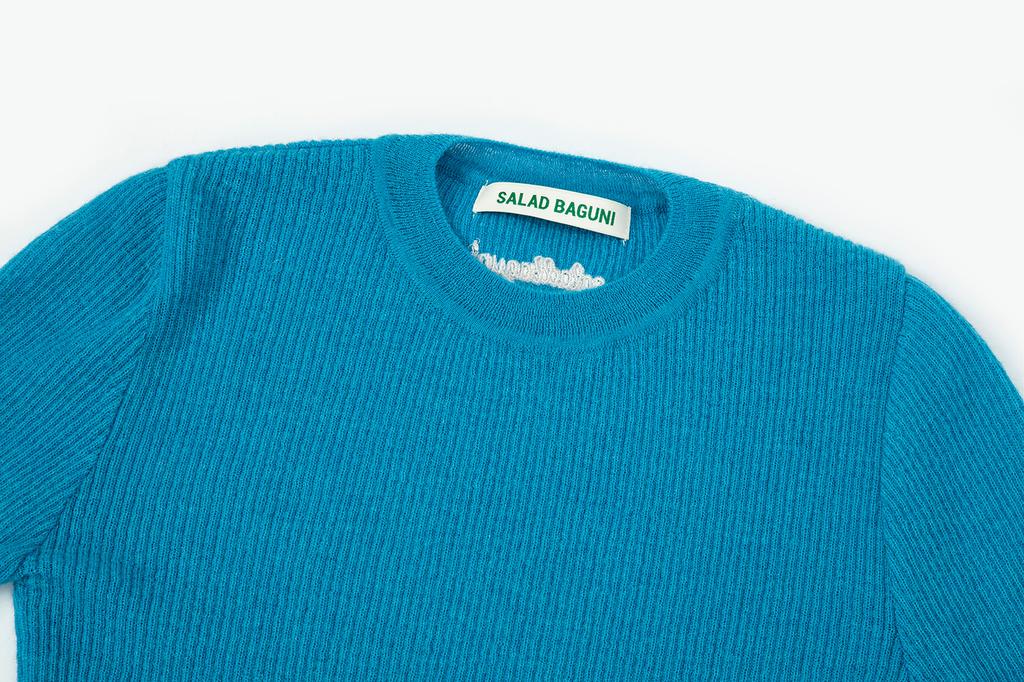 SALAD BAGUNI Mohair Ribbed Round Pullover_Blue