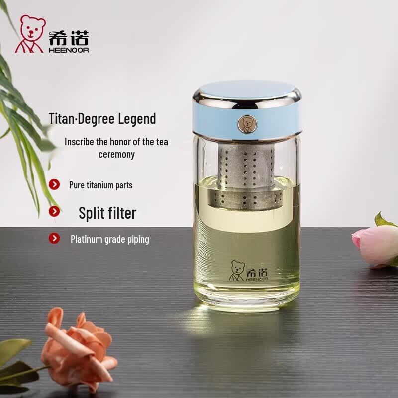 Heenoor Antibacterial Glass Tea Infuser Bottle 360ml