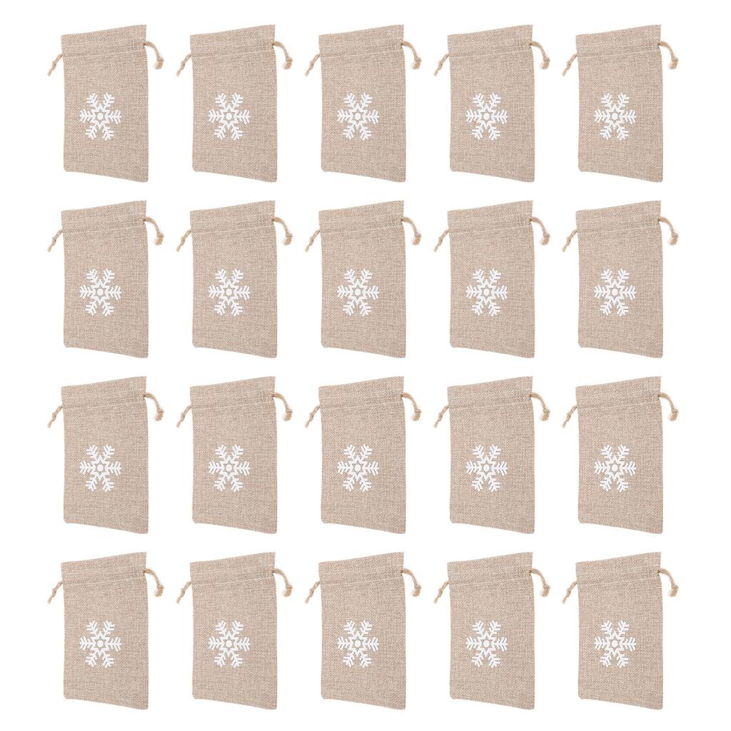 20pcs Burlap Bags Burlap Gift Bags Snowflake Burlap Pouches with Drawstring for Crafts Candy Party F