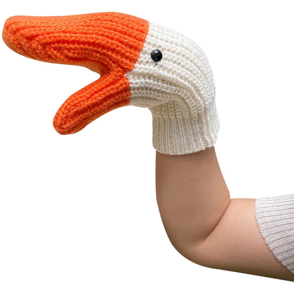 Unisex Knitted Swan Gloves Cold-Proof Creative Knitting Gloves Full Finger Animal Warm Mittens for Children Adult