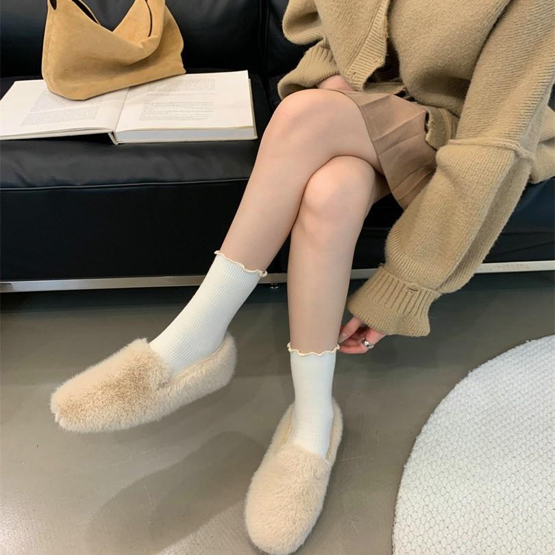 Gentle Fairy, the Height Increases by 5cm In the Wind, Fluffy Shoes, Women Wear Thick-soled Cotton Single Shoes In Autumn and Winter