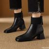 Retro Versatile Short Boots Women Spring Autumn Elegant Simple Women's Boots Comfortable Thick Heel Square Toe Women's Shoes