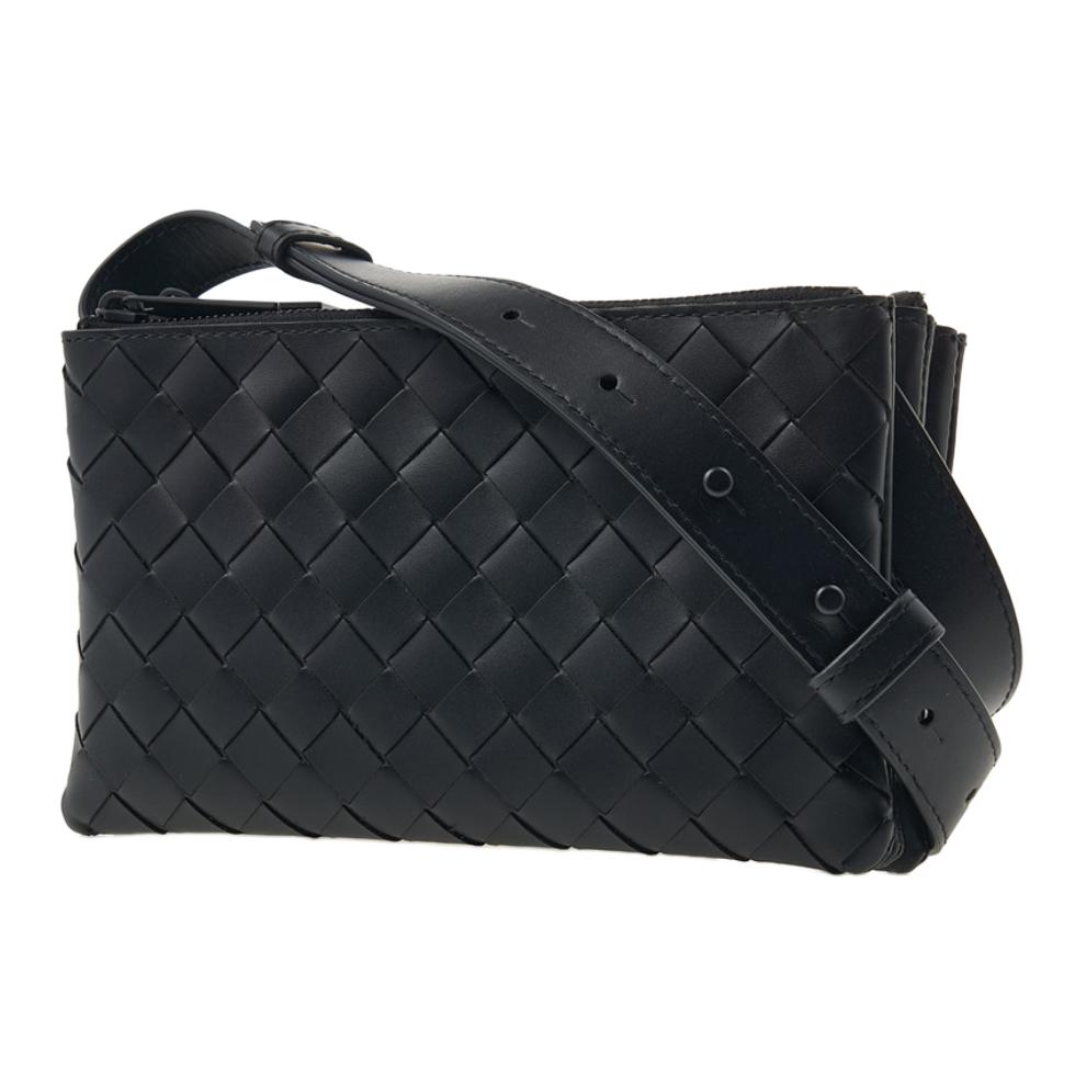 Bottega Veneta Adjustable Strap Calfskin Shoulder Bag Women Shoulder Bag Black 609692V3US28984