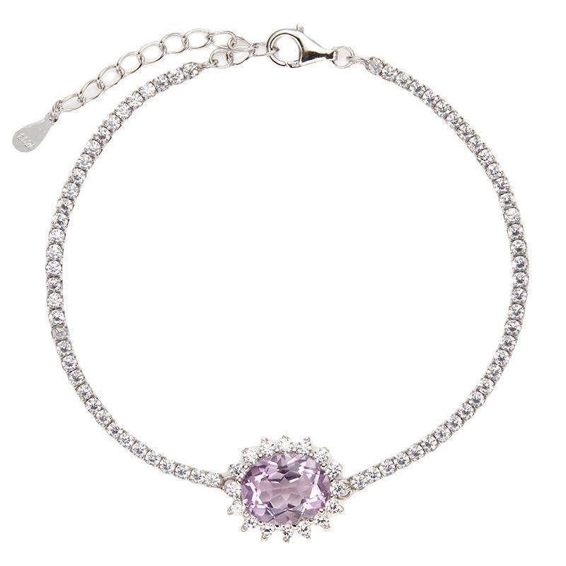 Jewelry Earrings S925 Sterling Silver With Natural Topaz Amethyst Garnet Color Treasure Bracelet Women