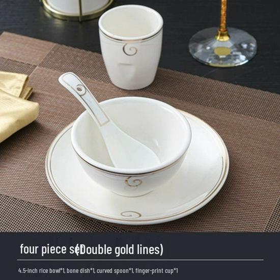 Hotel Restaurant Ceramic Tableware Set: Plates, Bowls, Cutlery, Chopsticks for Private Rooms - 7 or 8 Pieces
