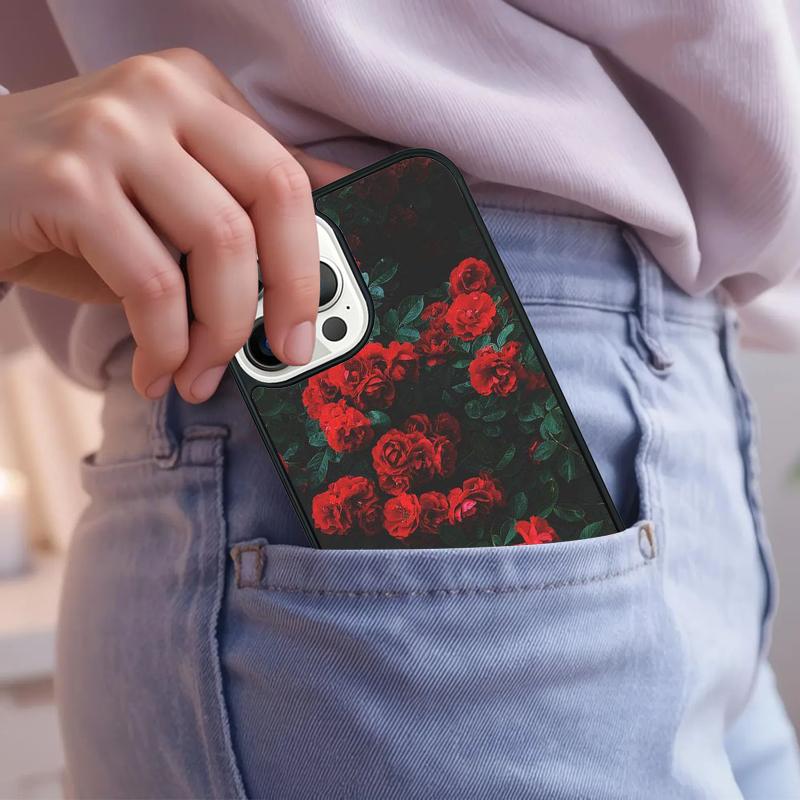 Rose Dark Floral Flower Phone Case For iPhone 17 Air 15 16e 14 13 Pro Max Coque 12 11 Pro Max PLUS cover