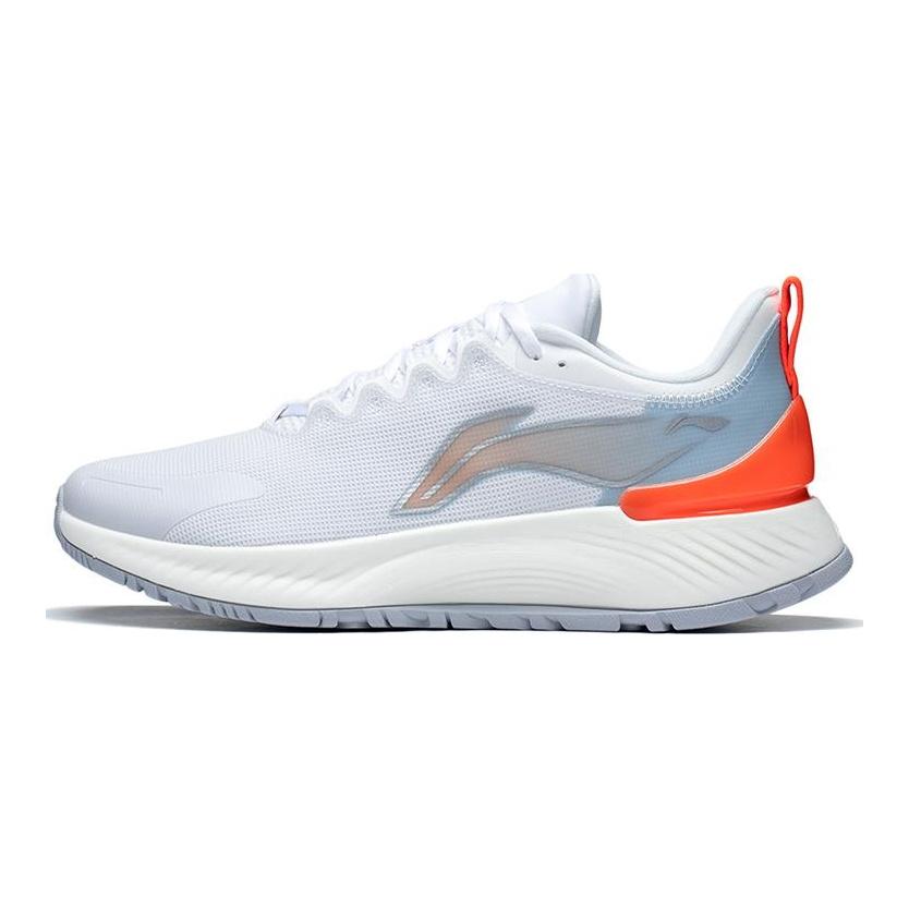 Li Ning YueYing Element Comfortable Fabric Cushioning Slip Resistant Rebound Low top Running Shoes Men's White Orange ARHS007-6
