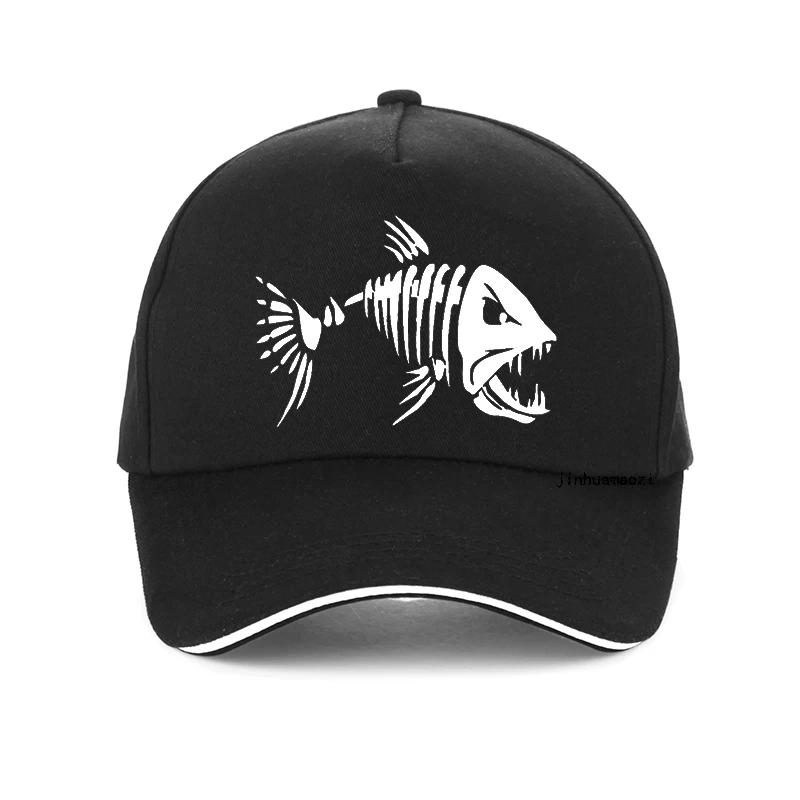 Unisex Outdoor Fishing Cap Fishing Hat Baseball Golf Hunting Cap with Cartoon Fish Bones Snapback Hat