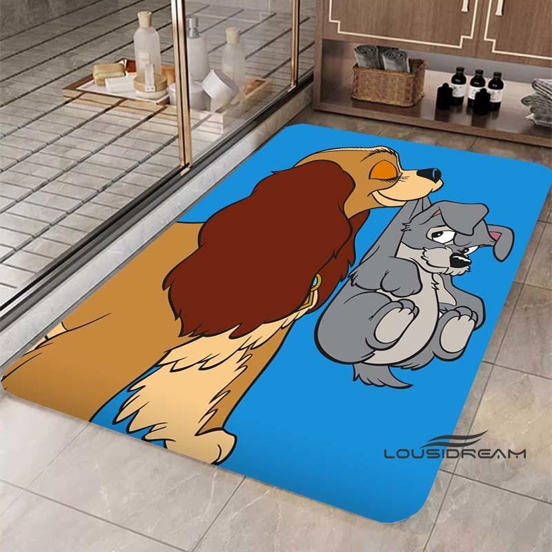 Cartoon Lady and the Tramp rug, suitable for bedroom, living room and other home décor, fluffy square rug, soft area rug, play