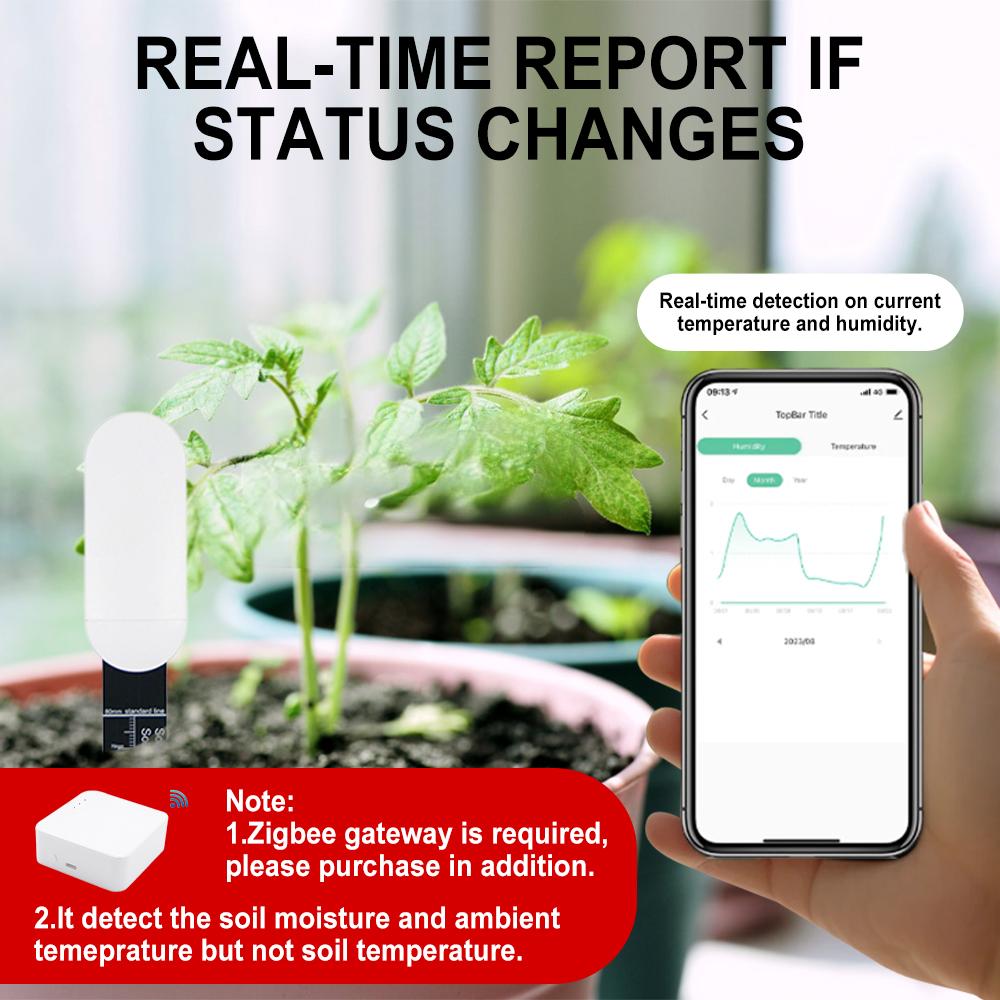 2/3/5/10pcs Zigbee Soil Moisture Sensor Smart Monitor Moisture Tester Flower Pot Soil Greenhouse Garden Planting Humidity Meter