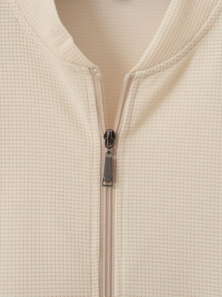 2024 Herbst/Winter Waffelstrick Baseballjacke mit Taschen und Reißverschluss