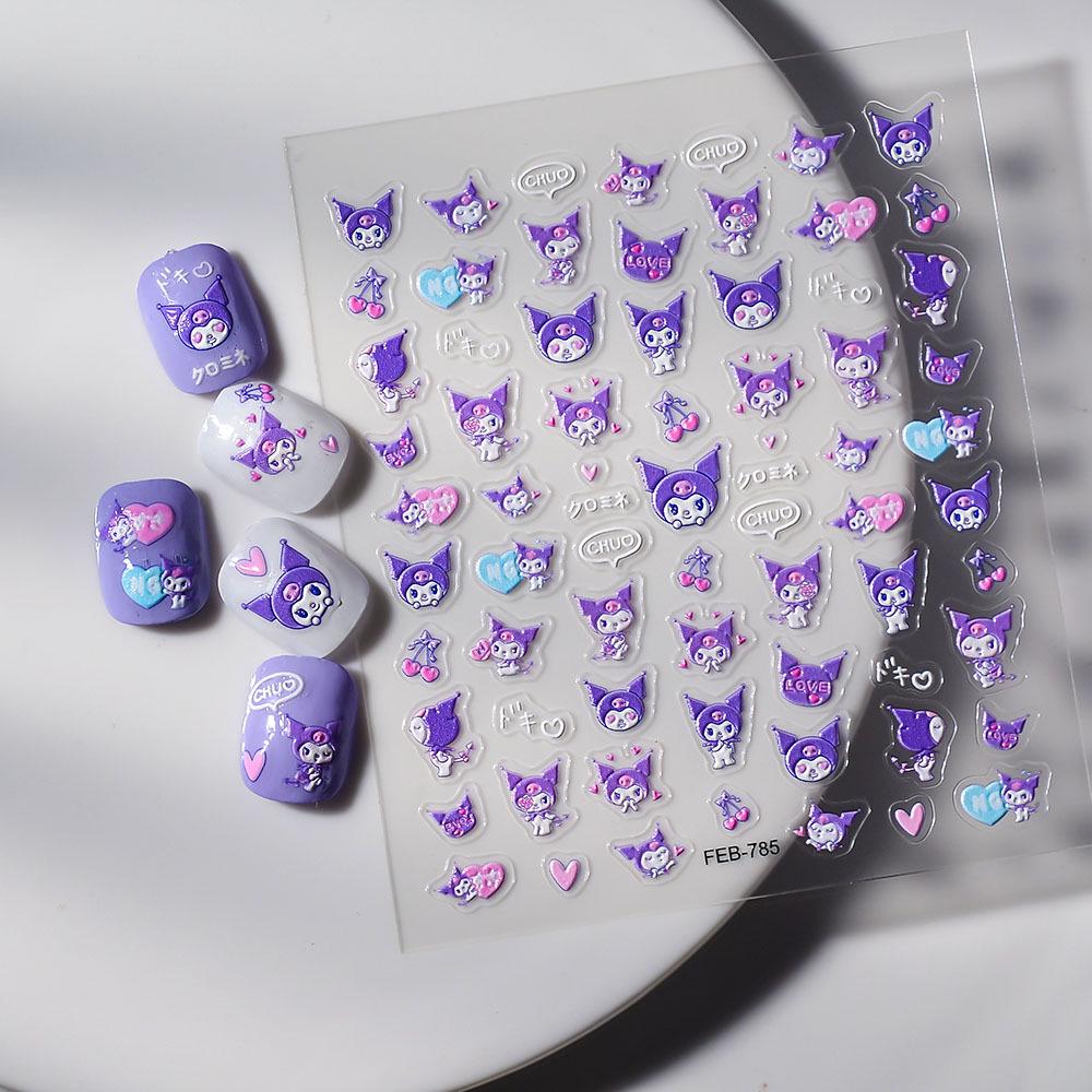 Cartoon Embossed Nail Stickers for Kids and Girls - Cute Manicure Decals
