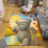Tatty Teddy Flannel Pattern Square Carpet,Area Rug,Carpet Rug for Living Room Bedroom Sofa Playroom Decor,Non-slip Floor Mat