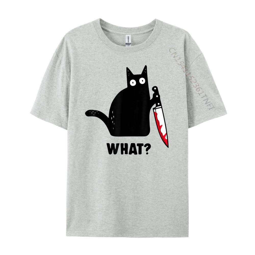Cat What Black Ca Murderous Cat With Knife Black Graphic T Shirts Luxury Tshirt Normal