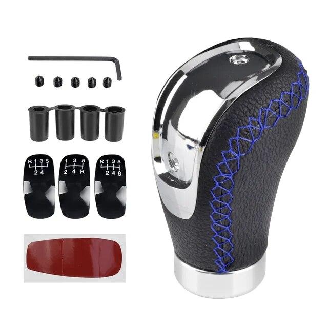 5/6 Speed Universal Replacement Manual Car Hoodie Gear Stick Shift Knob Modified Stick R PU Leather Gearshift Head Gear Knob Set