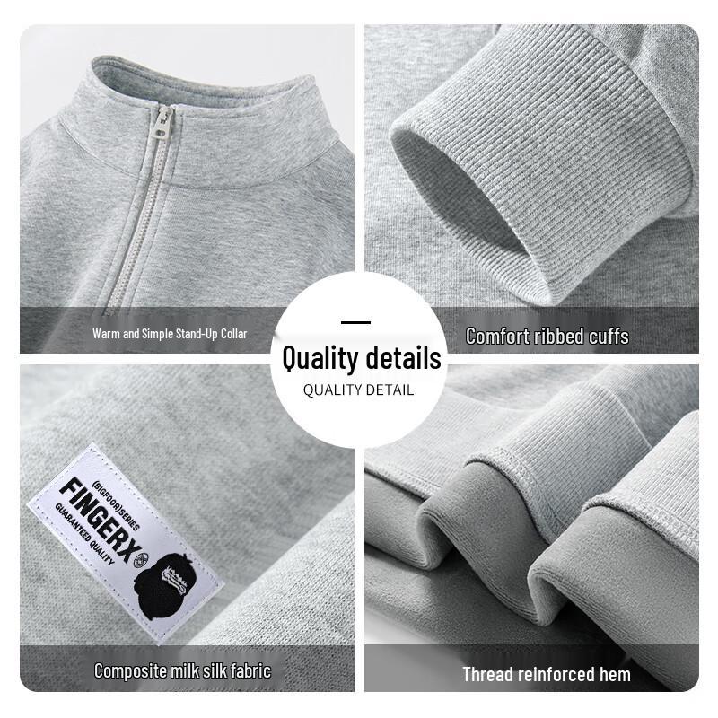 Fingercroxx IT Men's Fleece-Lined Stand-Collar Half-Zip Sweatshirt