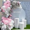 154pcs Pastel Pink Grey Balloons Garland White Silver Ballon Arch Kit Birthday Party Baby Shower Gender Reveal Decoration Globos