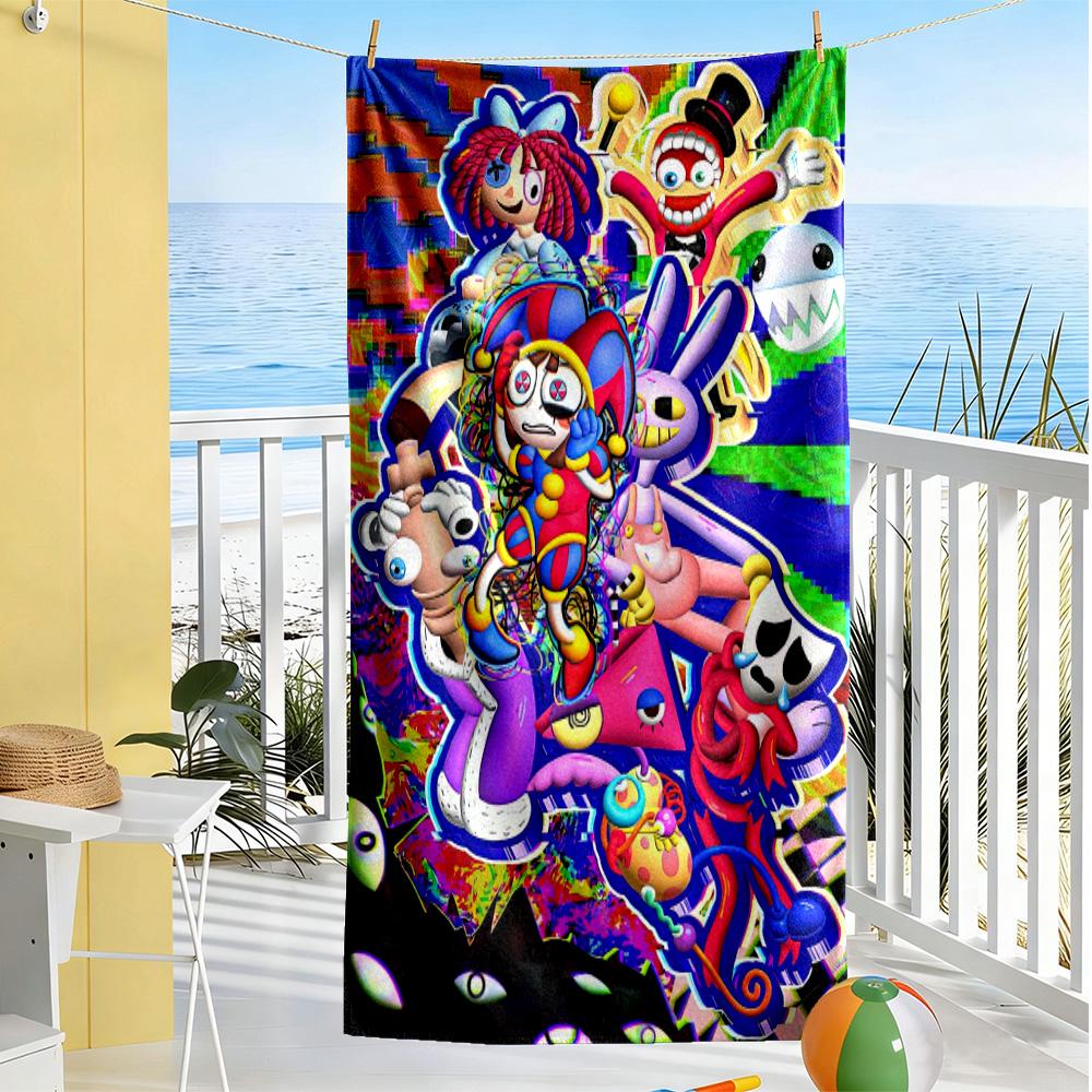 The Amazing Digital Circus Game Beach Towel Quick-Dry Soft Microfiber Comfortable Lightweight Suitable for Swimming, Gym, Camping, Yoga Vacation