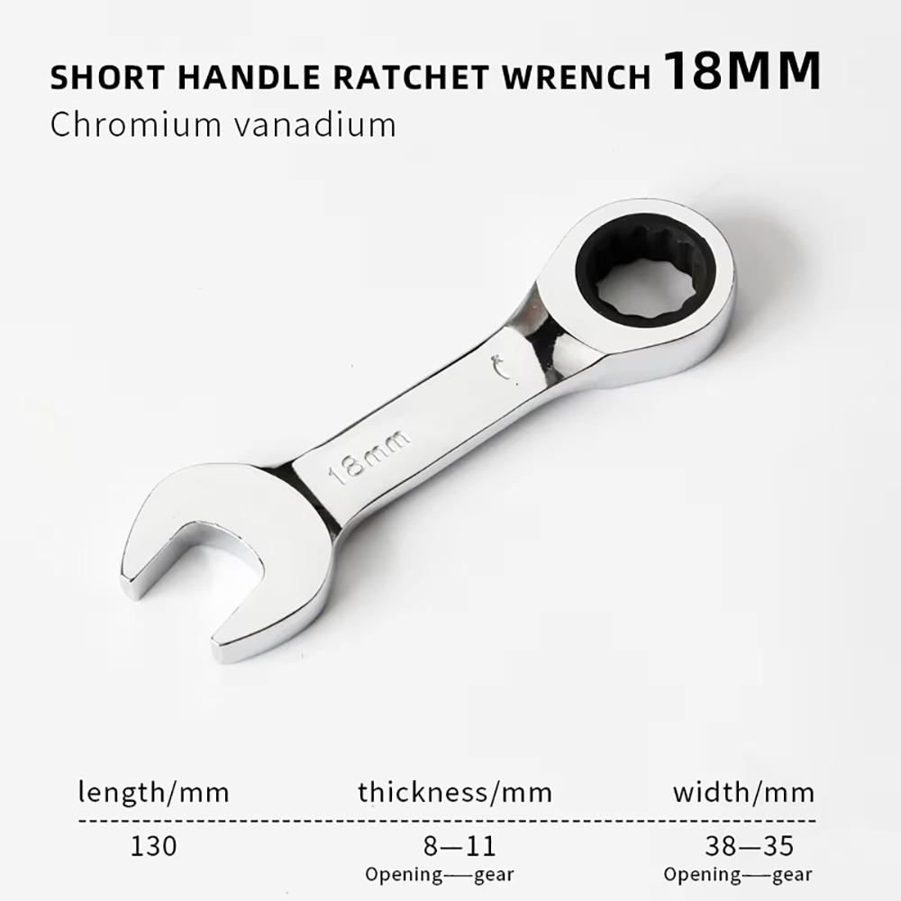 1Pcs 72 Teeth Ratchet Socket Spanner 6-19mm Nut Repair Tool Durable Stubby Single Wrench