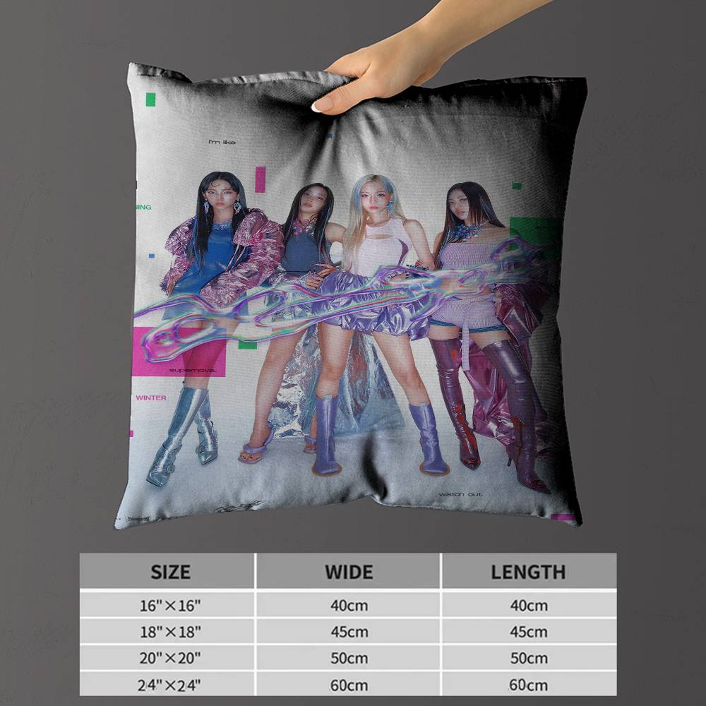 Kpop Style A-Aespa Personalized Pillow Dust Cover Bedroom Kids Party Decoration Pillowcase Birthday Children Gift