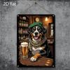 Vintage Metal Tin Sign  Retro Bernese Mountain Dog Bar Decor with Beer Mug  Green Beret Publike Backdrop  HeavyDuty Metal