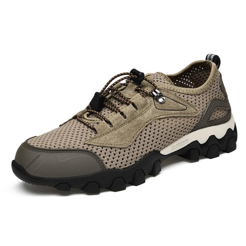 2025 new spring men's travel shoes Korean version breathable sports outdoor mountaineering leather shoes lightweight dad men's shoes tide