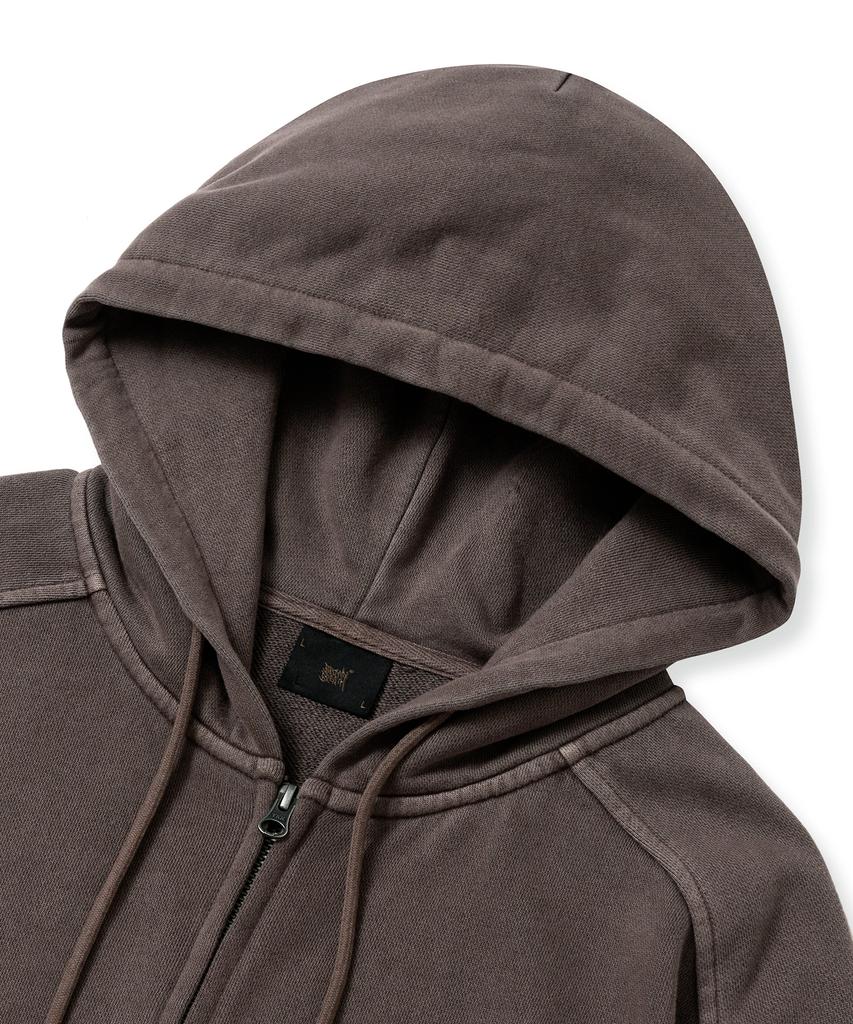Brownbreath Pigment Tag Hood Zip Up - Brown