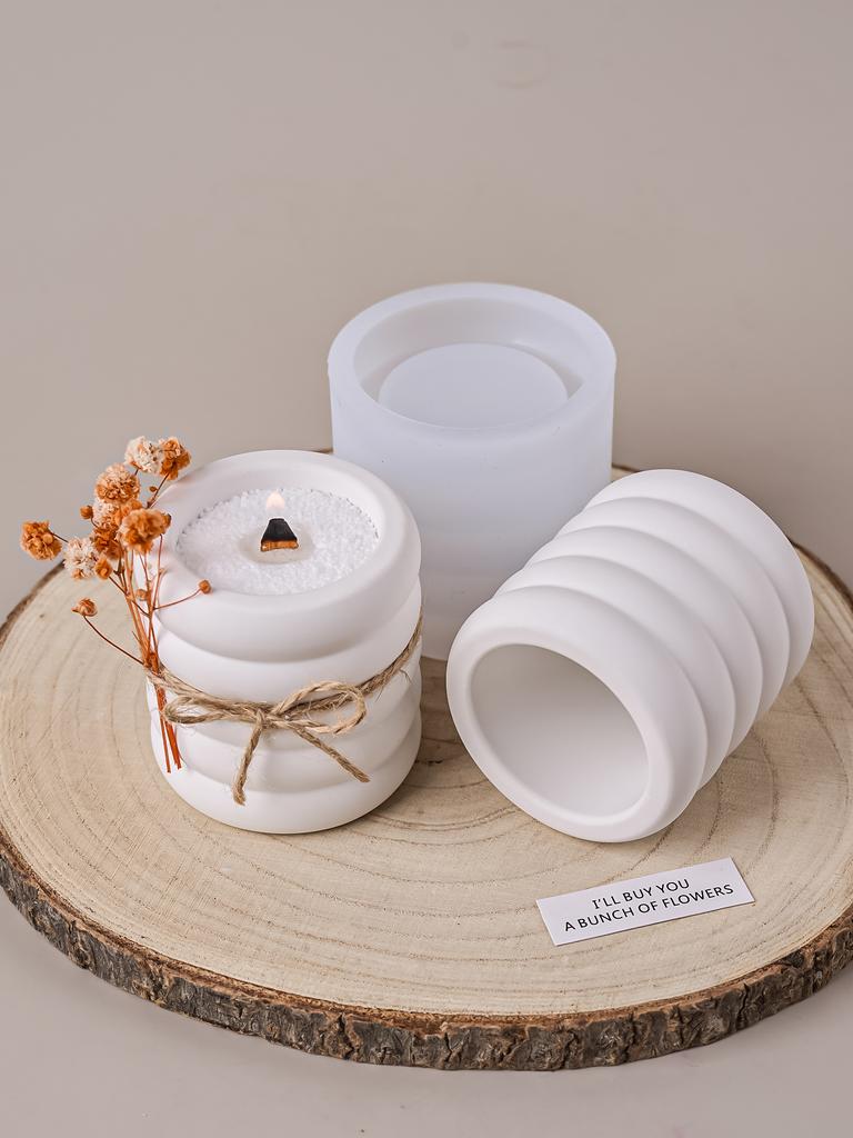 DIY Round Candle Jar Silicone Mold Handmade Flowerpot Concrete Molds Cement Storage Cup Mould Resin Crafts Casting Home Decor