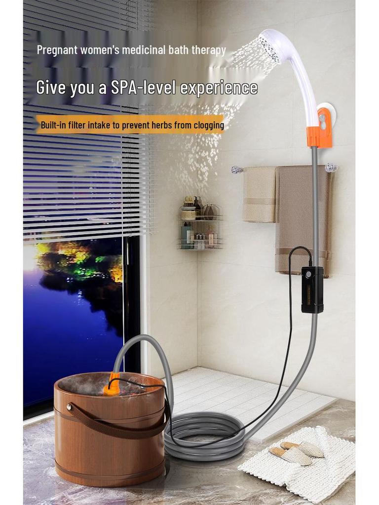 Portable USB Rechargeable Shower Head for Camping, Dorms, Construction Sites, and Rural Bathing