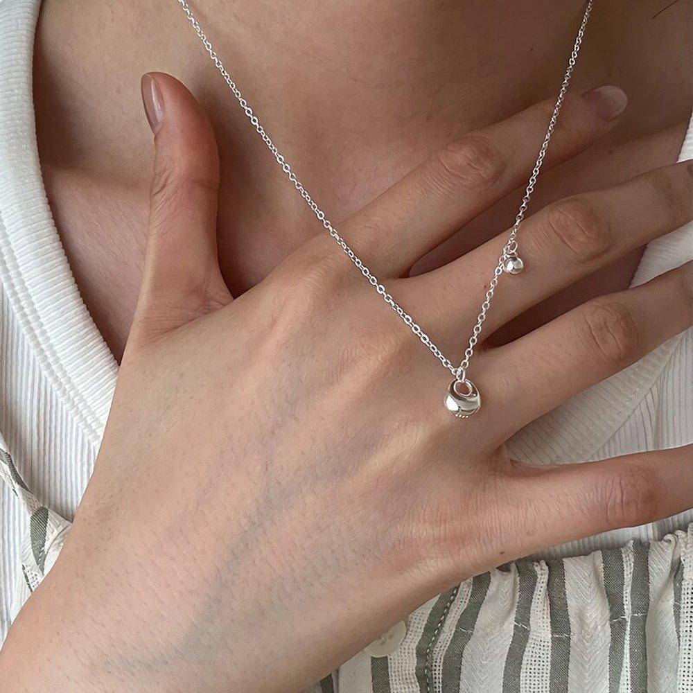 Women's Silver 925 Ball Bead Minimal Bold Necklace
