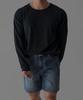 Baulopeulodeogteu Sheer Crop Raw Edge Knit [Navy]