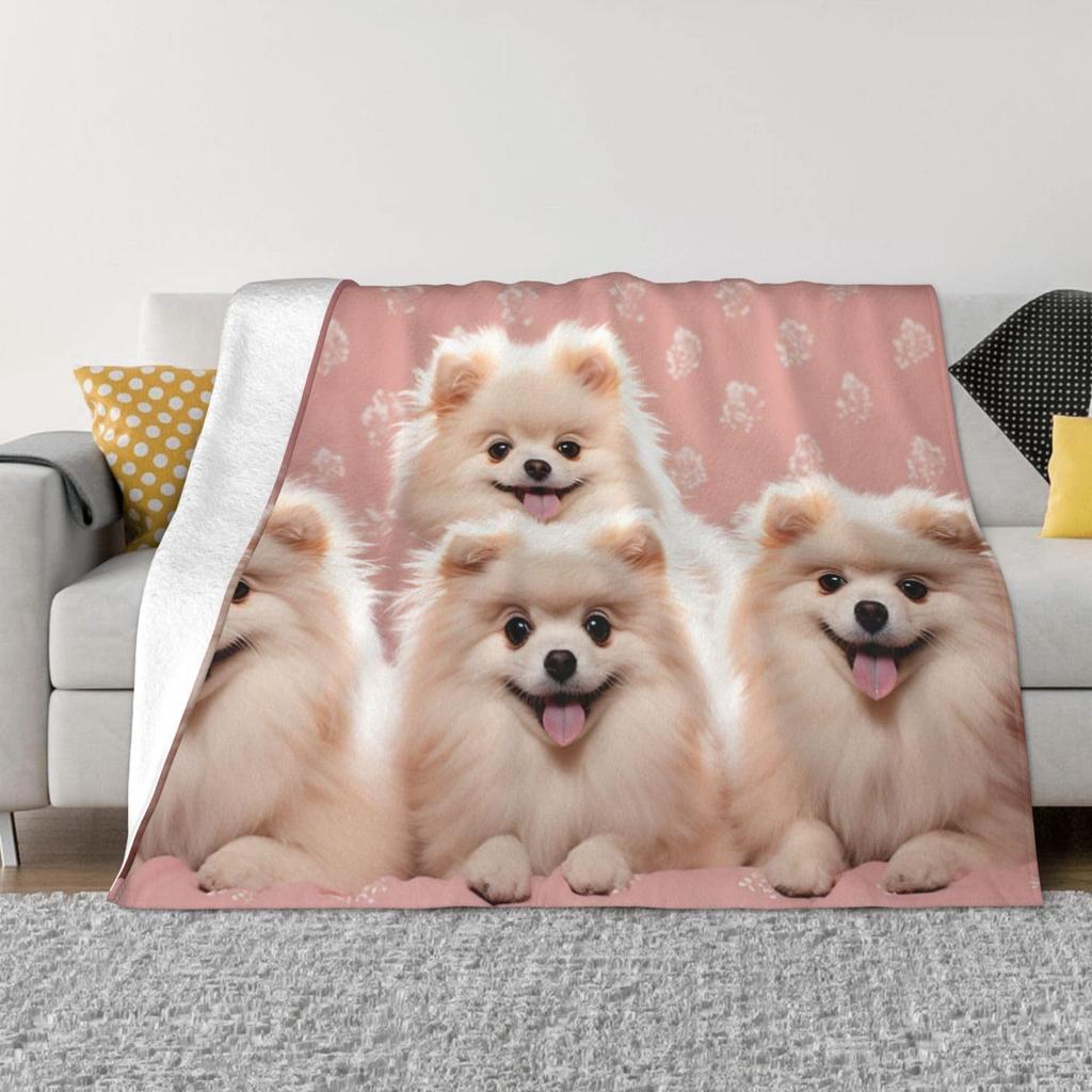 Cute cartoon dog Printed Blanket for Sofa Bed Travel Camping Living Room Office Conditioning Blanket for All Seasons Gifts