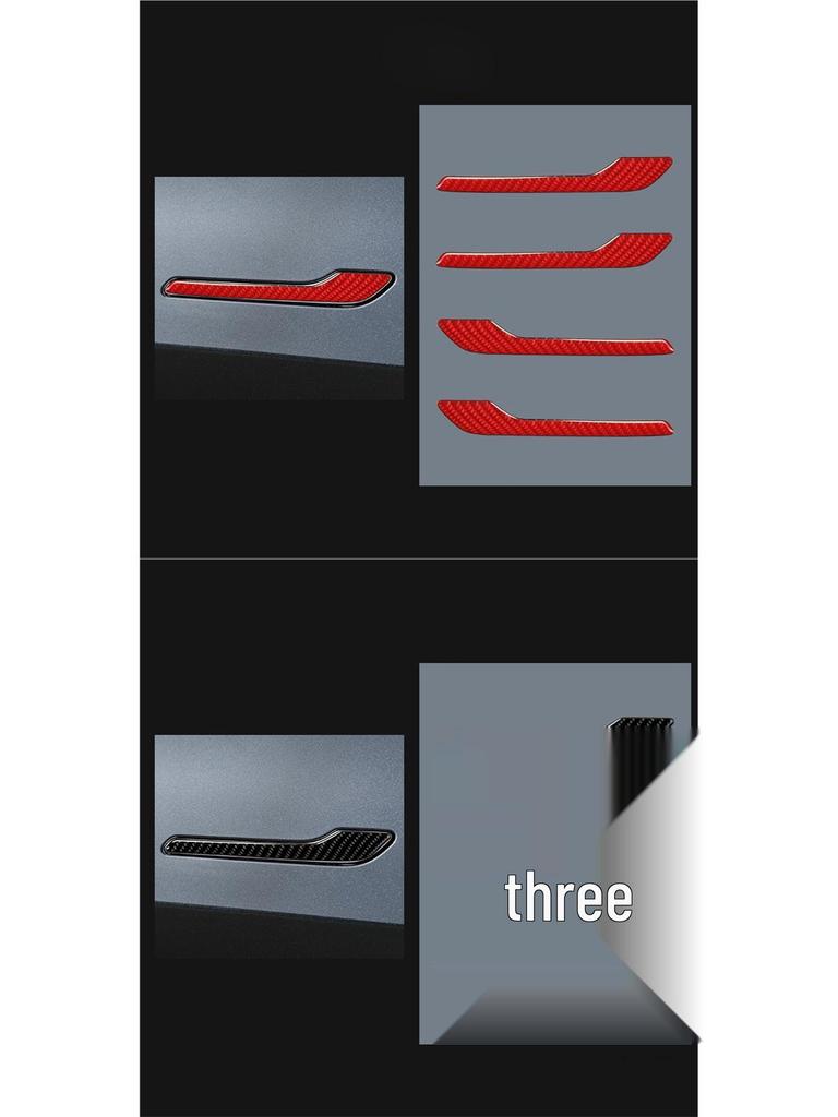 Schwarze Carbonfaser Außen Türgriff Aufkleber für Tesla Model 3/Y (2017-2022)