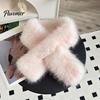 Winter Essential Clothing Accessories Faux Fur Collar Scarf for Women, Plush Neck Warmer Scarf, Fluffy Versatile Fashion Scarves, Thanksgiving