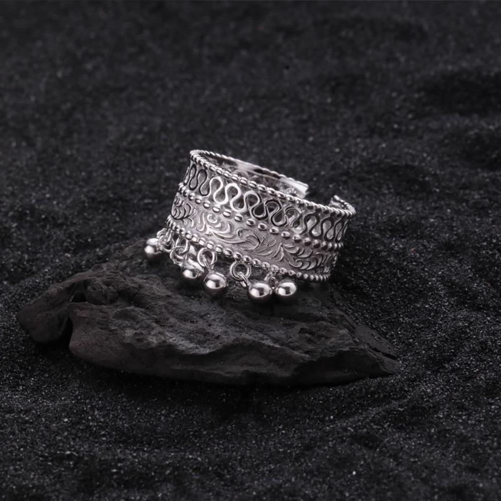 

Adjustable Ethnic Style Ring Thai Silver Vintage Ring Irregular Opening Ring Popular Jewelry Style 1