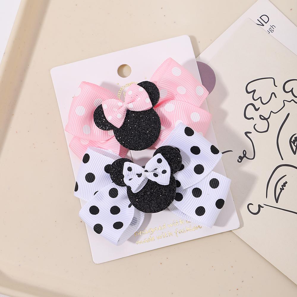 2pcs/Set Grils Lovely Polka Dot Bow Hair Clips for Hair Toddler Cartoon Hairpins Baby Boutique Hair Accessories