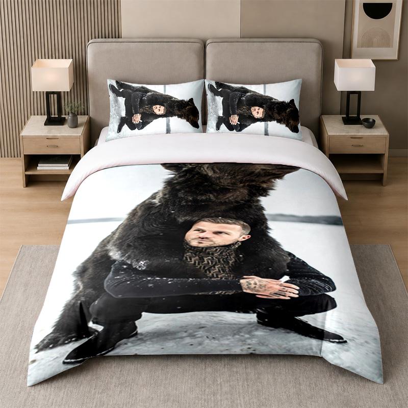 3-teiliges Bettwäsche-Set, Kontra K 1 Bettbezug und 2 Kissenbezüge, Bedruckte Bettwäsche-Deko für Gästezimmer 135cmx200cm white