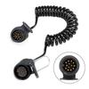 13 Pin Coiled Trailer Cable 300 CM with Strong PVC Electric Cable and Waterproof Connector Socket for Trailers