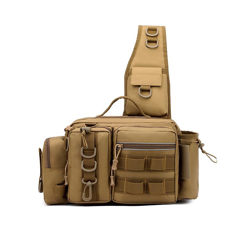 Men's Tactical Multi-Functional Fishing Waist Bag - Large Capacity, Waterproof, Single Rod Storage, Cross-Body Outdoor Backpack