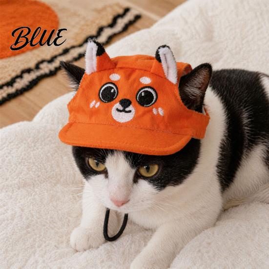 Breathable Cat Hat Sun Hat Cute Animal Embroidery Adjustable Summer Lightweight Pet Cap with Ear Holes for Camping Backyard Play Non-restrictive