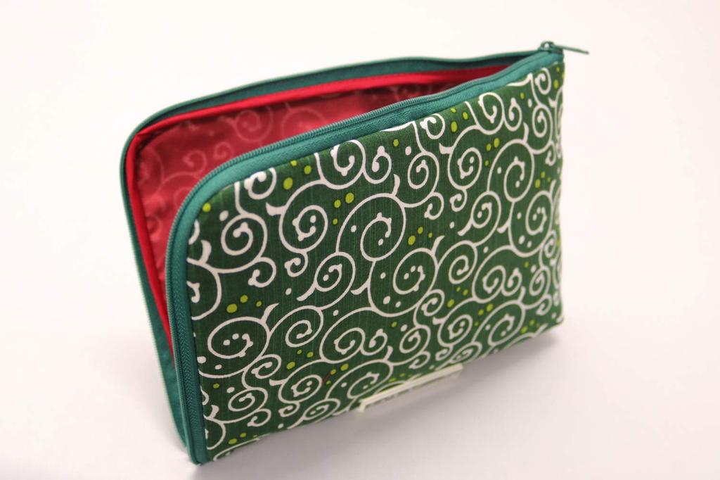 Kyosuke Dot Arabesque Stamp Book Green L-Shaped Pouch,